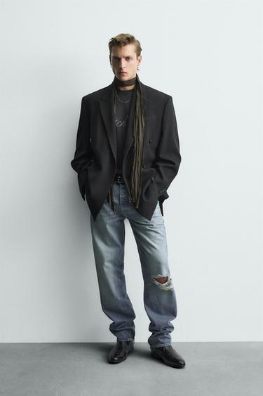 Zara Двубортный костюмный блейзер в тонкую полоску LIMITED EDITION