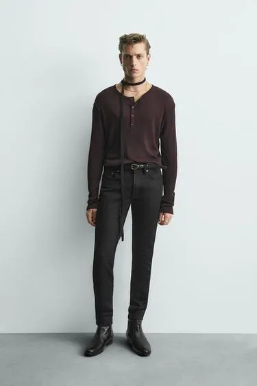 Футболка с воротником на пуговицах из лиоцелла и хлопка- Заказать в России