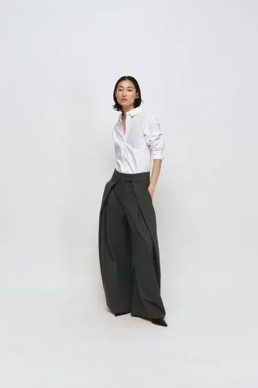 Брюки Wide Leg в полоску с защипами — Zw Collection- Заказать в России