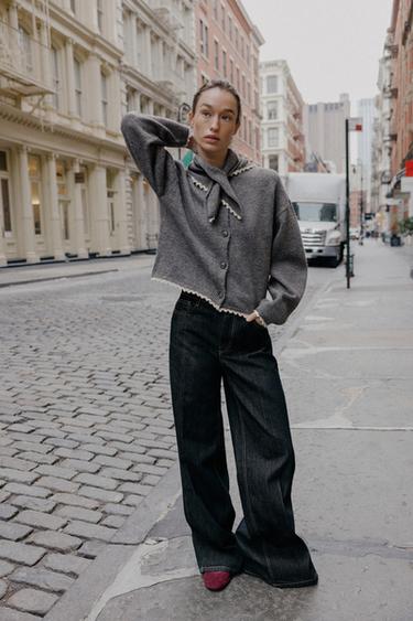 Zara Кардиган с банданой и кружевом