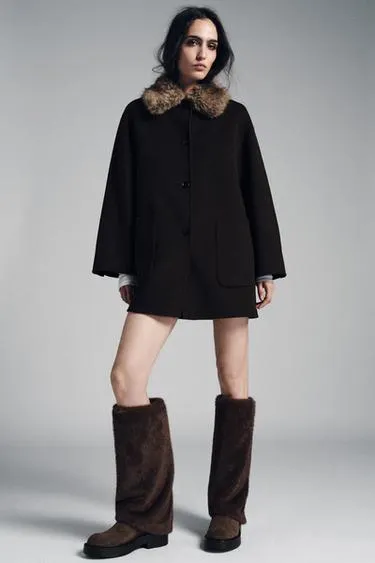 Сапоги из искусственного меха на плоской подошве