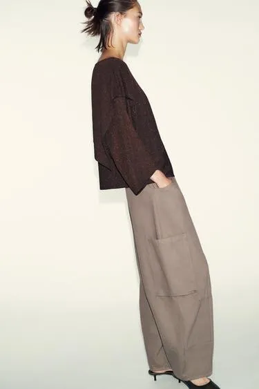 Трикотажный свитер-накидка с блестящей нитью- Заказать в России