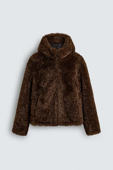 Zara Куртка из искусственного меха с капюшоном купить с доставкой.