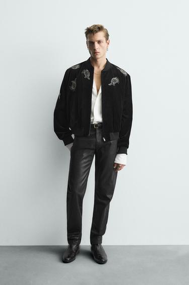 Zara Вельветовый бомбер с вышивкой – LIMITED EDITION