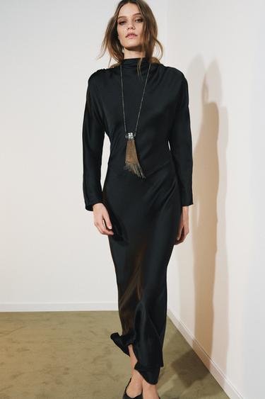 Zara Атласное платье со сборками