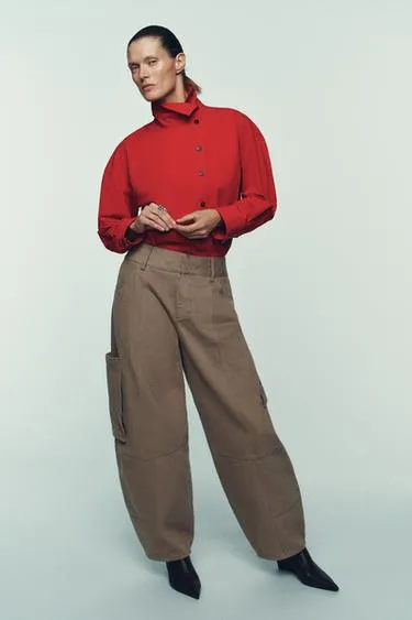 Рубашка с запахом и высоким воротником- Заказать в России