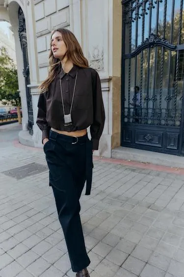 Короткая рубашка-шар из поплина