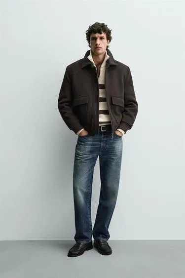 Куртка из смесовой шерсти с комбинированным воротником