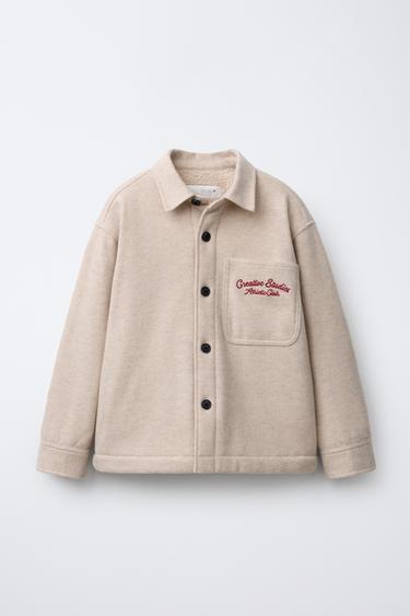 Zara Фланелевая куртка-рубашка с искусственной овчиной