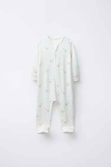 Теплый комбинезон с узором «гуси» и регулируемыми штанинами- Заказать в России