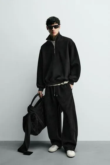 Толстовка вельветовая с молнией и воротником