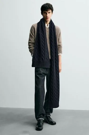 Шарф с косами из 100% шерсти- Заказать в России