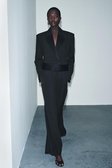 Zara Комбинезон со смокингом и поясом — ZW COLLECTION LIMITED EDITION