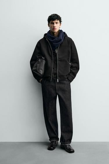 Zara Толстовка с капюшоном и молнией в рубчик
