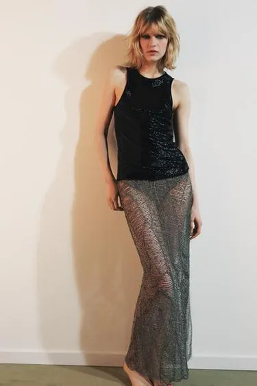 Топ комбинированный с бусинами