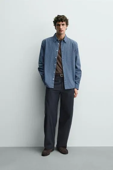 Рубашка в клетку с карманом