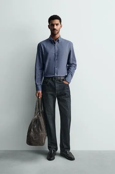 Рубашка оксворд с эффектом потертости- Заказать в России