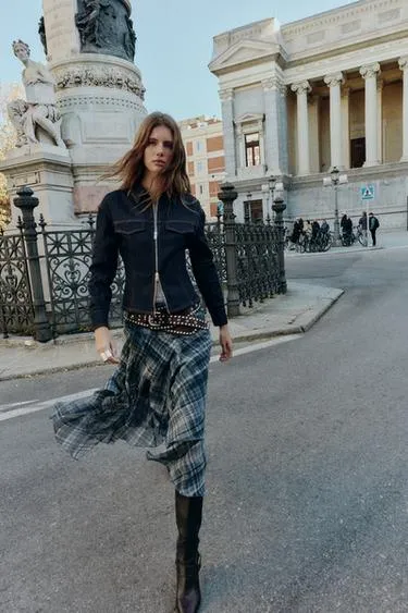 Юбка миди асимметричная в клетку- Заказать в России