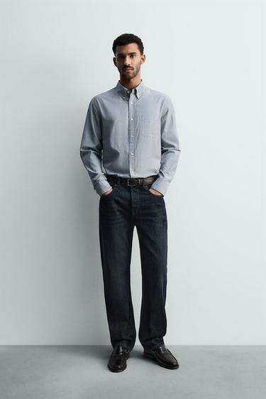 Zara Рубашка в полоску с карманом