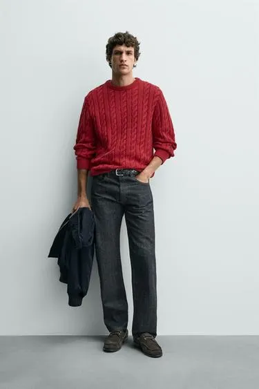 Свитер с узором «косы»- Заказать в России