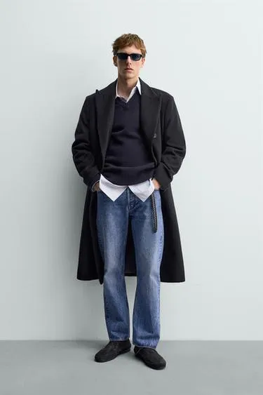 Двубортное пальто из смесовой шерсти Aaron Levine X Zara- Заказать в России