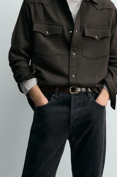 Кожаный ремень с декоративной строчкой AARON LEVINE X ZARA- Заказать в России