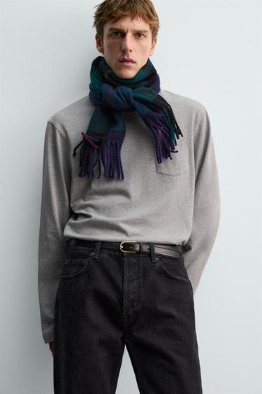 Zara Кожаный ремень с декоративной строчкой AARON LEVINE X ZARA