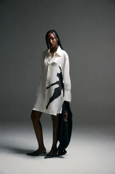 Рубашка оверсайз из 100% шелка с принтом «питер пэн» HARRY LAMBERT FOR ZARA X DISNEY- Заказать в России