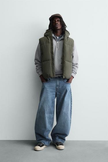 Zara Прорезиненный стеганый жилет