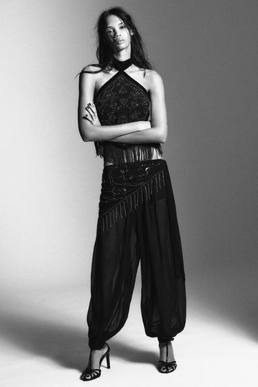 Zara Свободные брюки-парео с бусинами