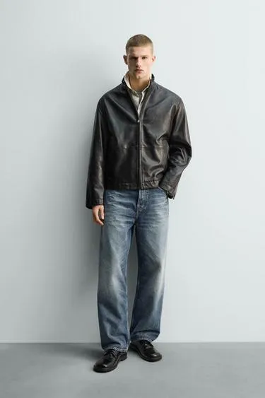 Свободная кожаная куртка- Заказать в России