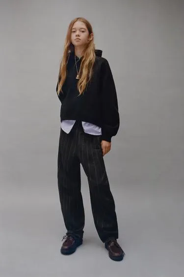 Брюки BARREL в полоску из ткани «пунто-рома»- Заказать в России