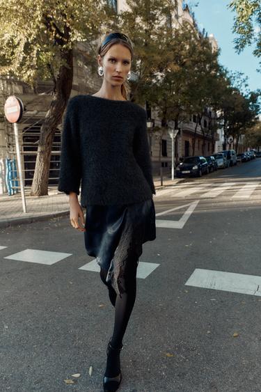 Zara Свитер с комбинированным кружевом