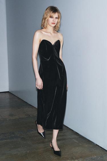 Zara Бархатное платье-бюстье ZW COLLECTION LIMITED EDITION