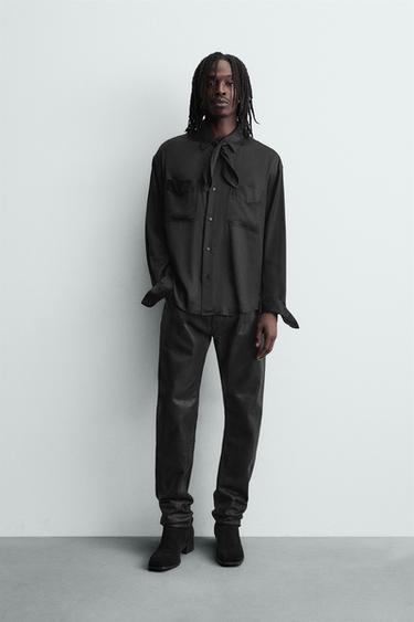 Zara Рубашка струящегося покроя с банданой купить с доставкой.