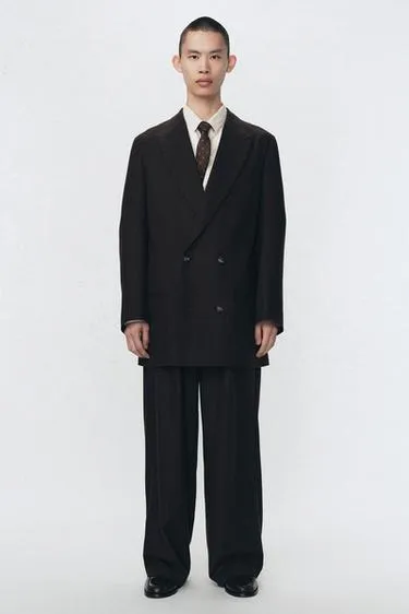 Плиссированные брюки костюма из фланели SOSHIOTSUKI X ZARA- Заказать в России