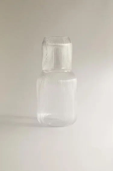 Набор для ночи из боросиликатного стекла с полосатым дизайном (набор из 2)