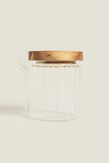 Сахарница из боросиликатного стекла с деревянной крышкой- Заказать в России