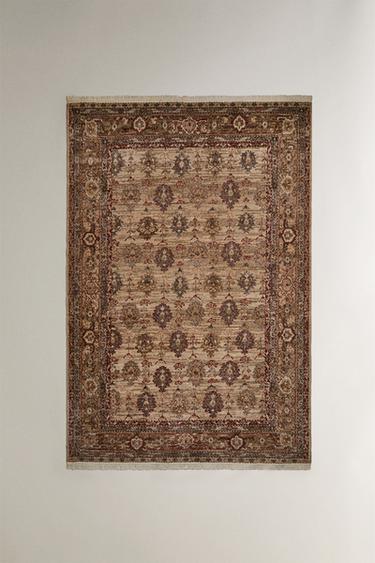 Zara Шерстяной ковер с геометрическим и цветочным принтом