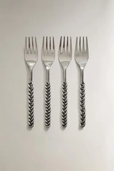 Набор десертных вилок с оплетенными металлическими ручками (набор из 4)- Заказать в России