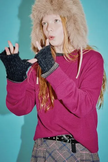 Свитер из 100% шерсти с двойным воротником- Заказать в России