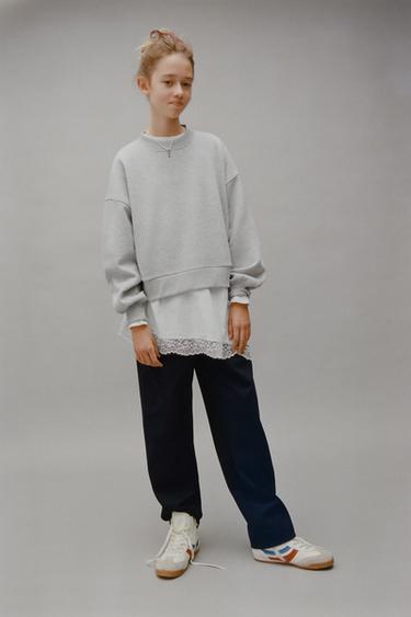 Zara Толстовка с двойным кружевным низом