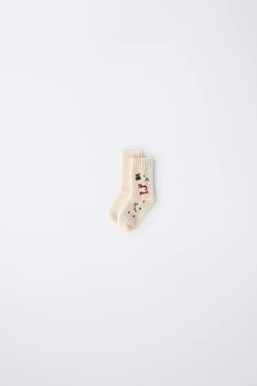 Носки из шерсти с вышивкой (6-12 месяцев)- Заказать в России