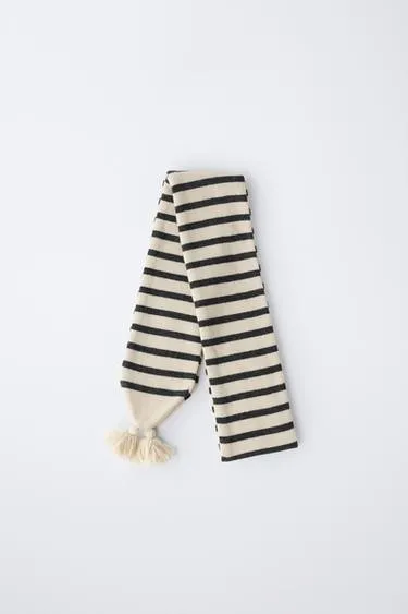 Вязаный шарф в полоску с шерстью- Заказать в России