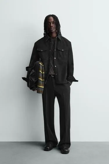 Куртка-рубашка свободного кроя из искусственной кожи