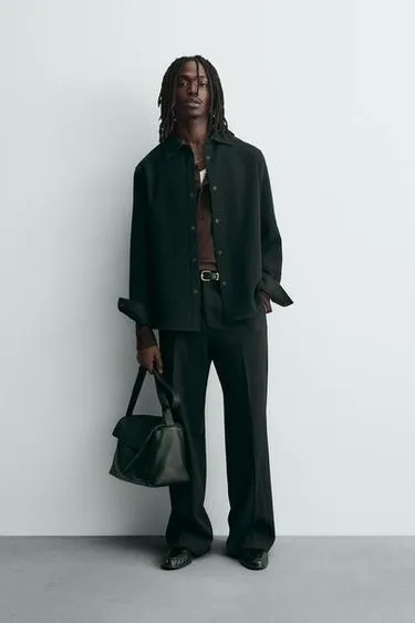 Куртка-рубашка свободного кроя из текстурной ткани