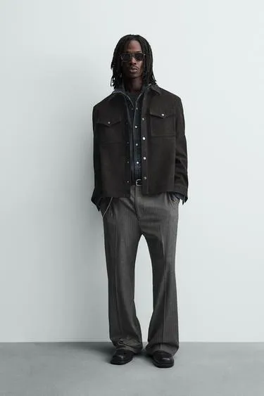 Куртка-рубашка свободного кроя из искусственной кожи