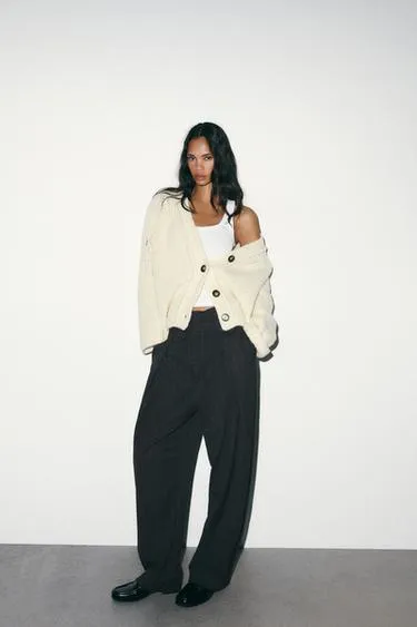 Брюки BALLOON в полоску с защипами- Заказать в России