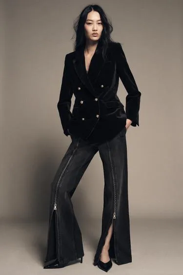 Джинсы ZW COLLECTION WIDE LEG со средней посадкой и молниями- Заказать в России