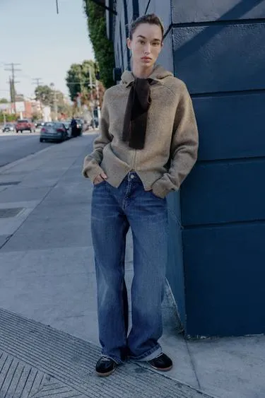 Кардиган с капюшоном и завязками- Заказать в России